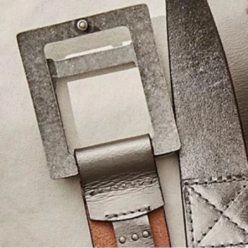 We The Free Taupe Leather Belt with Silver Buckle